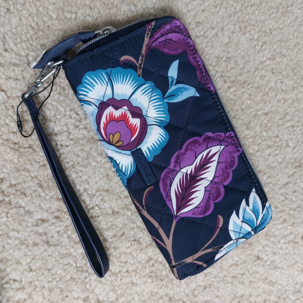 Vera Bradley Women's Floral Wristlet - Navy and Purple
